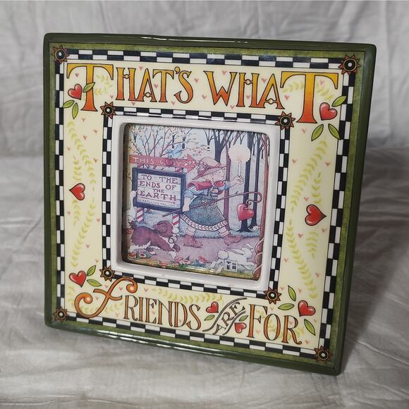 Mary Engelbreit Ceramic Picture Frame That's What Friends Are For 1994 VTG - Picture 1 of 8